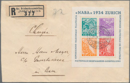 Schweiz: 1934 NABA-Block Auf R-FDC Mit Zentr. Ersttagsstempel Der Ausstellung, S - Brieven En Documenten