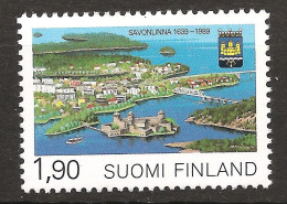 Finlande Finland 1989 N° 1053 ** Ville, Savonlinna, Armoiries, Château Médiéval, Pont, Île, Bateau, Lac Saimaa, Olaf - Ungebraucht