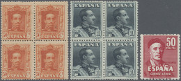 Spain: 1922/1947 Nine Good Stamps Mint, With 1922 'Alfons XIII.' 50c. Block Of F - Unused Stamps