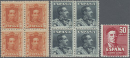 Spain: 1922/1947 Nine Good Stamps Mint, With 1922 'Alfons XIII.' 50c. Block Of F - Nuevos