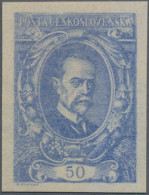 Czechoslowakia: 1920, President Masaryk, Imperforate Proof In Ultramarine With V - Nuevos