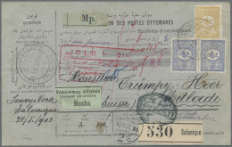 Turkey: 1903 Parcel Card Used From Salonique To Mitloedi, Switzerland Via Vienna - Briefe U. Dokumente