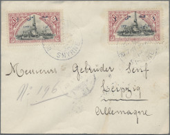 Turkey: 1914 National Day 1pi. On 1½pi. Two Singles, Used On Small Envelope From - Brieven En Documenten