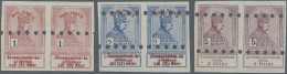 Hungary: 1914, War Relief, 1kr.-3kr., Three Top Values As Imperforate Specimen P - Brieven En Documenten