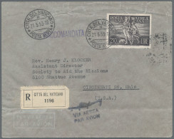 Vatican City: 1948, Airmails 250l. Black, Three Registered Airmail Covers Bearin - Lettres & Documents