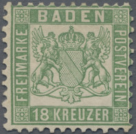 Baden - Marken Und Briefe: 1862, 18 Kr Lebhaftgrün, Ungebraucht Mit Originalgumm - Autres & Non Classés