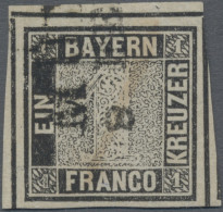 Bayern - Marken Und Briefe: 1849, 1 Kr Schwarz, Platte 1, Ringsum Breit Bis über - Otros & Sin Clasificación