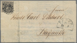 Bayern - Marken Und Briefe: 1849, 1 Kr Schwarz, Platte 1, Allseits Breitrandiges - Other & Unclassified
