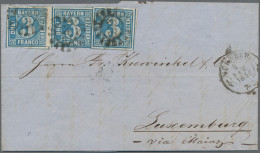 Bayern - Marken Und Briefe: 1856, Destination LUXEMBURG, 3 Kr. Blau, Drei Farbfr - Sonstige & Ohne Zuordnung