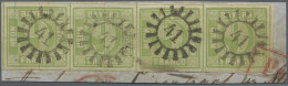 Bayern - Marken Und Briefe: 1850, 9 Kreuzer Gelbgrün Mit Rotem Seidenfaden, Typ - Otros & Sin Clasificación