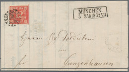 Bayern - Marken Und Briefe: 1858, 12 Kr Rot, Voll- Bis Breitrandiges, Rechts Mit - Andere & Zonder Classificatie