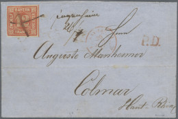 Bayern - Marken Und Briefe: 1860, 12 Kr. Rot, Farbfrisches Exemplar (Randergänzu - Otros & Sin Clasificación