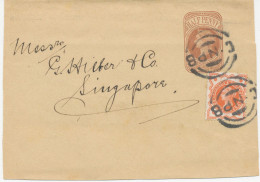 GB 189?, QV ½d Brown Superb Wrapper (WP17) Together With ½d Vermilion Jubilee With Barred Cancel "C - NPB" To SINGAPORE - Lettres & Documents