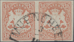 Bayern - Marken Und Briefe: 1867, 10 Kreuzer Zinnoberrot, Waagerechtes Paar, All - Andere & Zonder Classificatie
