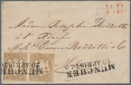 Bayern - Marken Und Briefe: 1868, 6 Kr. Ockerbraun, Waagerechtes Paar, Links Ber - Other & Unclassified