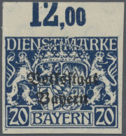 Bayern - Dienstmarken: 1919, Wappen "Volksstaat Bayern" 20 Pfg. Dunkelblau, Farb - Otros & Sin Clasificación