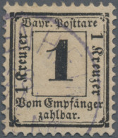 Bayern - Portomarken: 1870, 1 Kr. Schwarz, Wz X, Sauber Gestempeltes Kabinettstü - Otros & Sin Clasificación