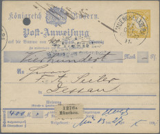 Bayern - Ganzsachen: 1891, Postanweisung 40 Pfg. Gelb über 400 Mark Gebraucht Ab - Autres & Non Classés