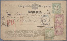 Bayern - Ganzsachen: 1874, GS-Postkarte 2 Kr. Mit Zusatzfrankatur 1 Kr. + 2 X 3 - Autres & Non Classés