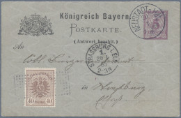 Bayern - Ganzsachen: 1885, Frageteil Wappen 5 Pfg. Lila Gebraucht Ab "NEUSTADT A - Autres & Non Classés