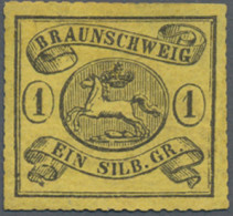 Braunschweig - Marken Und Briefe: 1864, 1 Sgr Schwarz Auf Gelb, Bogenförmiger Ve - Brunswick