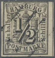 Hamburg - Marken Und Briefe: 1859, ½ S Wappen, Dreiseitig Voll- Bis Breitrandige - Hamburg