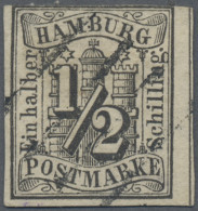 Hamburg - Marken Und Briefe: 1859, ½ S Wappen, Dreiseitig Voll- Bis Breitrandige - Hambourg