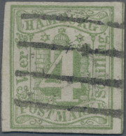 Hamburg - Marken Und Briefe: 1858, 4 Schilling Bläulichgrün, Allseits Breitrandi - Hambourg