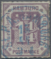 Hamburg - Marken Und Briefe: 1866, 1 1/4 S Grauviolett Mit Seltenem PF Auf Feld - Hambourg