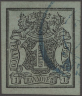 Hannover - Marken Und Briefe: 1855, 1 Ggr Schwarz Auf Hellgraugrün Mit KOPFSTEHE - Hanover