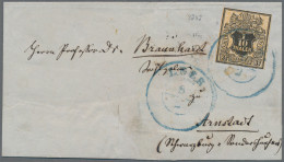 Hannover - Marken Und Briefe: 1855, 1/10 Th Schwarz Auf Orangem Netzwerk, überge - Hanovre