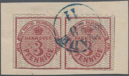 Hannover - Marken Und Briefe: 1856/57, 3 Pfg. Karmin/schwarz, Waagerechtes Paar, - Hanover