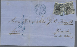 Hannover - Marken Und Briefe: 1856/57, 2 Sgr. Schwarz, Netz Grauultramarin, Zwei - Hanover