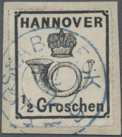 Hannover - Marken Und Briefe: 1864, 1/2 Gr. Schwarz, Weißer Gummi, Tadelloses Pr - Hanovre