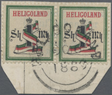 Helgoland - Marken Und Briefe: 1889, 1 Shilling/1 Mark Dunkelgrün/schwarz/karmin - Héligoland