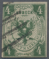 Lübeck - Marken Und Briefe: 1859, 4 S Dunkelgrün, Vollrandig, Entwertet Mit Fünf - Luebeck