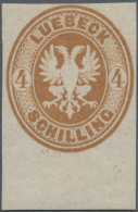 Lübeck - Marken Und Briefe: 1872, 4 S Dunklelbraunocker, Geschnittener Neudruck - Luebeck