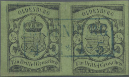 Oldenburg - Marken Und Briefe: 1859, 1/3 Groschen Schwarz Auf Grün, Waagerechtes - Oldenbourg