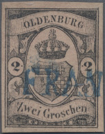 Oldenburg - Marken Und Briefe: 1859, 2 Gr Schwarz Auf Rosa, Allseits Voll- Bis B - Oldenburg