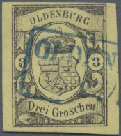 Oldenburg - Marken Und Briefe: 1859, 3 Gr Schwarz Auf Graugelb, Farbfrisches Und - Oldenbourg