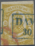 Oldenburg - Marken Und Briefe: 1861, 3 Gr Graugelb, Sauber Entwertet Mit Blauem - Oldenbourg