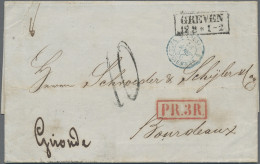 Preußen - Vorphilatelie: 1856, R2 "GREVEN 12 8" Auf Markenlosem Brief Nach Borde - Precursores