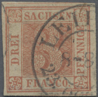 Sachsen - Marken Und Briefe: 1850, 3 Pfennige Lebhaftrot Von Platte III, Positio - Saxony