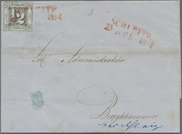 Thurn & Taxis - Ortsstempel: 1854, Freimarke ½ Silb.Gr. Mit Rotem Zweizeiler "SC - Andere & Zonder Classificatie