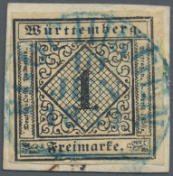 Württemberg - Marken Und Briefe: 1851, 1 Kr. Schwarz Auf Hellsämisch, Prachtbrie - Autres & Non Classés