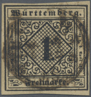 Württemberg - Marken Und Briefe: 1851, 1 Kr Schwarz Auf Mittelchromgelb, Type II - Autres & Non Classés