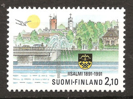 Finlande Finland 1991 N° 1122 ** Ville, Iisalmi, Oiseau, Mouette, Fontaine, Pont, Pompiers, Armoiries Eglise Arc Hôpital - Ongebruikt