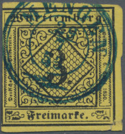 Württemberg - Marken Und Briefe: 1851, 3 Kr. Schwarz Auf Hellgelb, Mit Beanstand - Autres & Non Classés