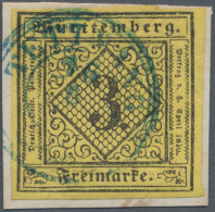 Württemberg - Marken Und Briefe: 1851, 3 Kr. Schwarz Auf Hellgelb, Kabinettbrief - Autres & Non Classés