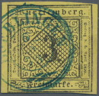 Württemberg - Marken Und Briefe: 1851, 3 Kr. Schwarz Auf Hellgelb, Type I, Unten - Otros & Sin Clasificación